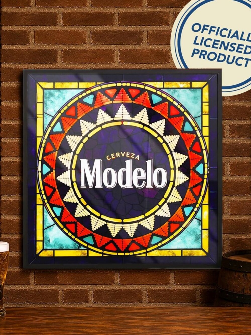 Vintage Stained Glass Beer Sign | Retro Wall Decor for Man Cave, Bar, Kitchen
